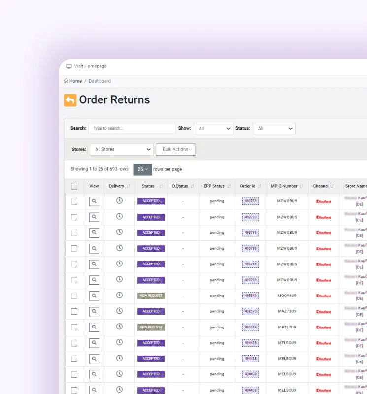 Efficient returns management cost control